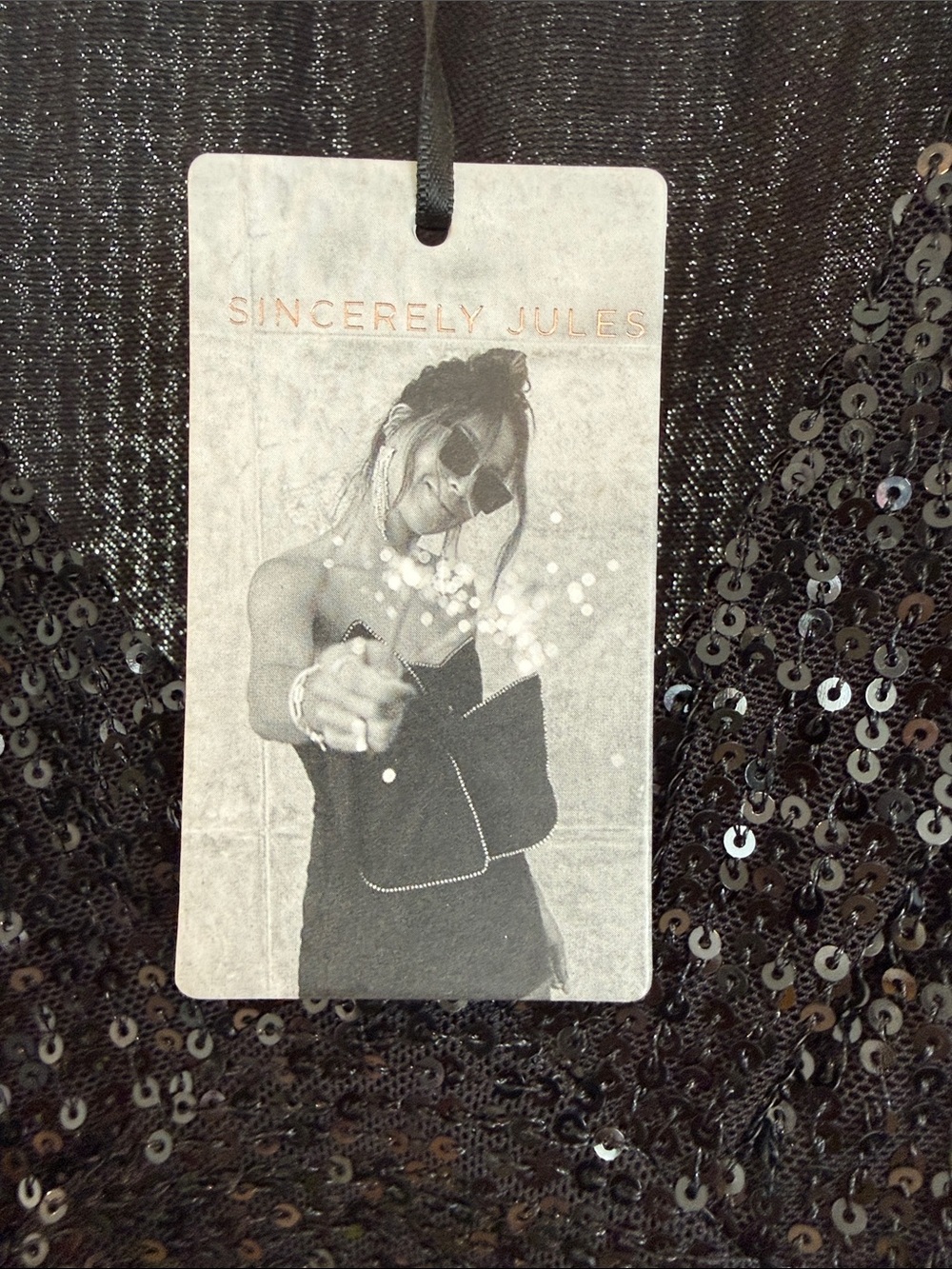 NWT Black Sequin Long Sleeve V-Neck Crop Top XL - Picture 7 of 8